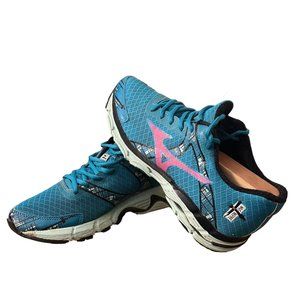 Mizuno Wave Inspire 10th Anniversary Sneakers Size 7 Women's Teal‎ Pink